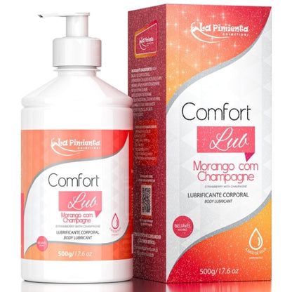 LUBRIFICANTE ÍNTIMO COMFORT LUB - MORANGO COM CHAMPAGNE 500g