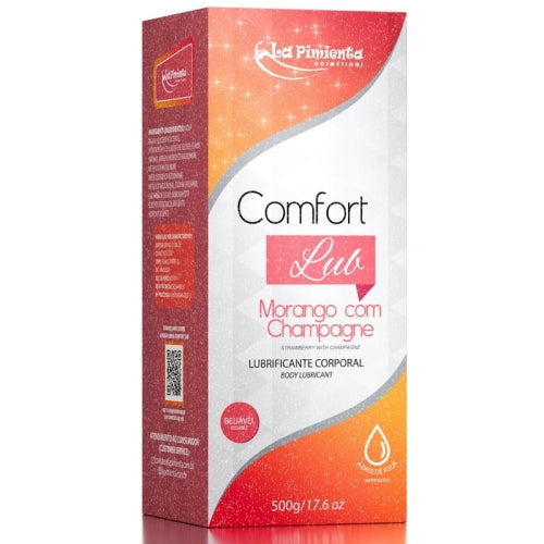LUBRIFICANTE ÍNTIMO COMFORT LUB - MORANGO COM CHAMPAGNE 500g
