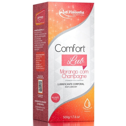 LUBRIFICANTE ÍNTIMO COMFORT LUB - MORANGO COM CHAMPAGNE 500g